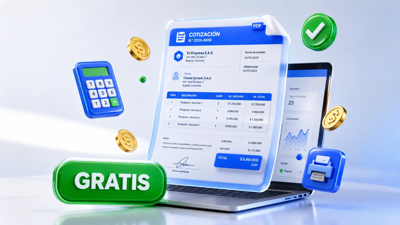Generador de cotización PDF gratis en línea para freelancers y pymes