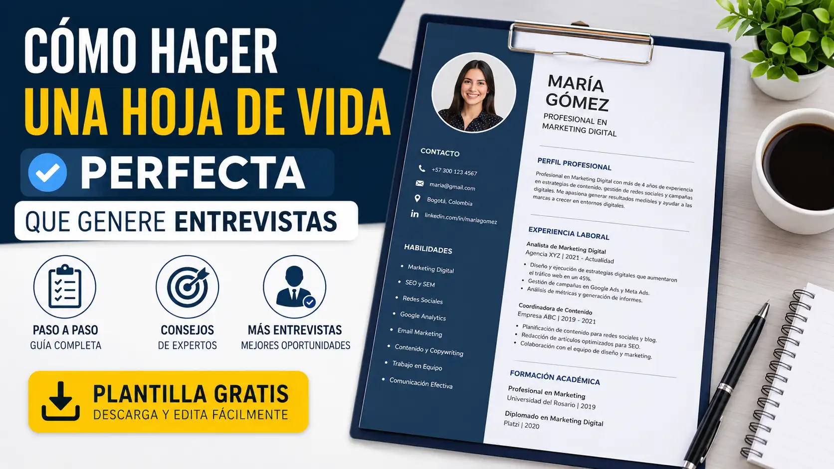 Persona haciendo su hoja de vida profesional en el computador